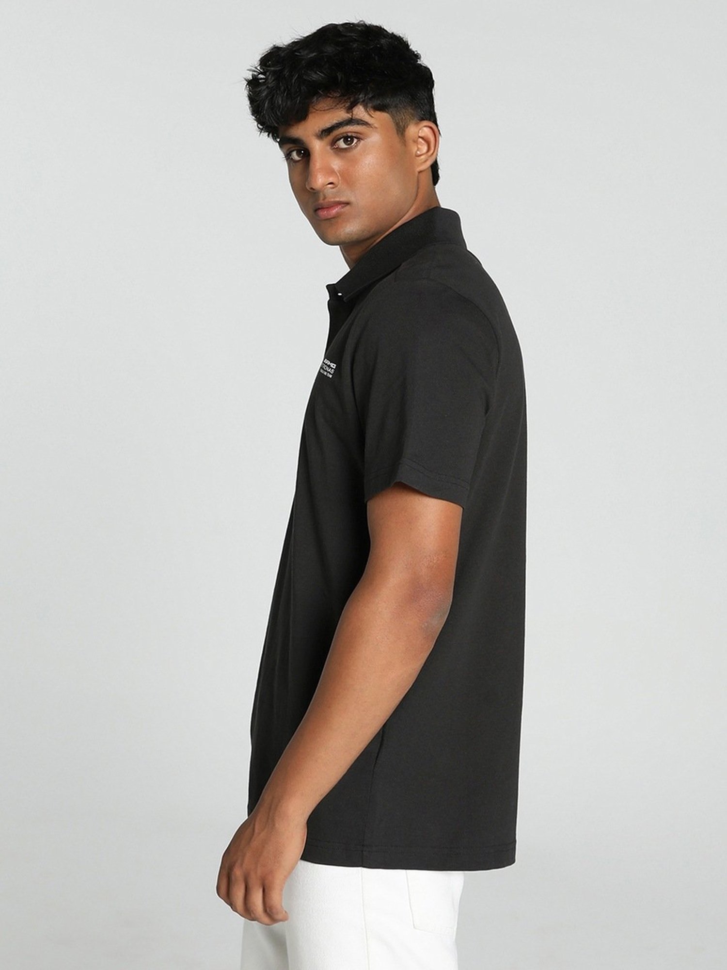 Puma Black Cotton Regular Fit Polo T-Shirt