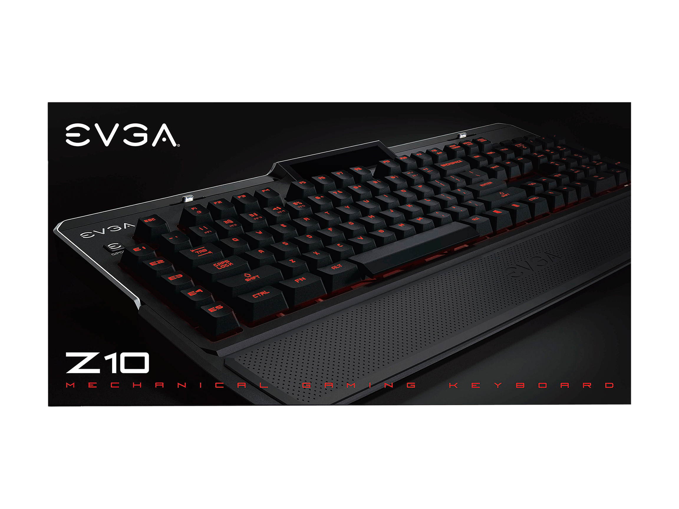 EVGA Z10 Gaming Keyboard, Red Backlit LED, Mechanical Blue Switches, Onboard LCD Display, Macro Gaming Keys