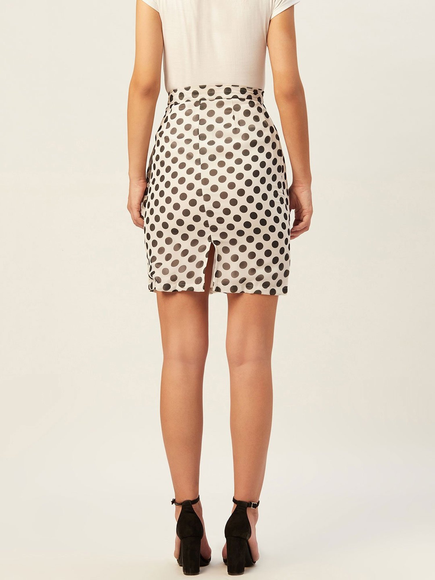 Belle Fille White & Black Printed Skirt