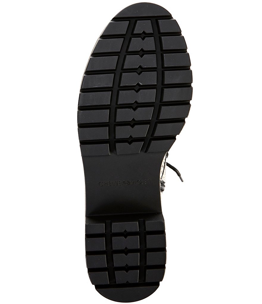 Chelsea & Violet War Snake Print Combat Block Heel Booties