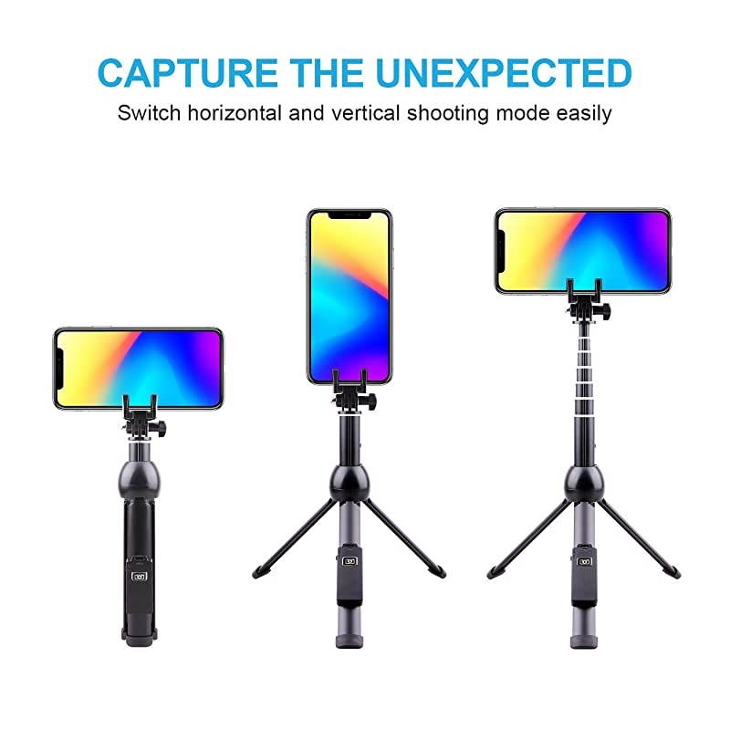 Selfie Stick Tripod Bluetooth  45 Inch Phone Tripod Extendable iPhone Stand Tripod with Wireless Remote Shutter Compatible iPhone Xs MAXXRX88P77P66PGalaxy Note 8S9+S9 More