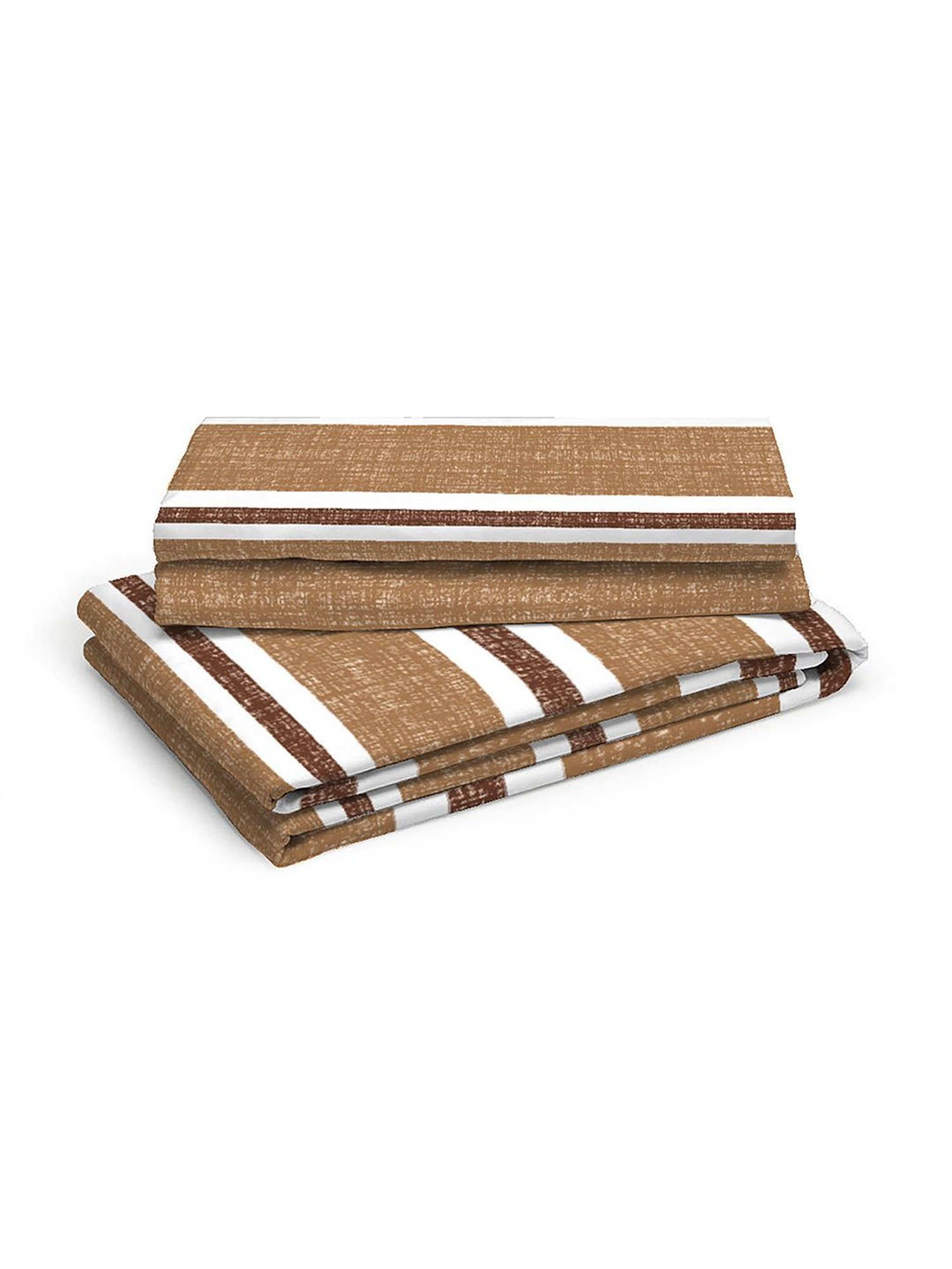 Boutique Living Wizard Stripes Brown 146 TC Cotton Single Bed Sheet with 1 Pillow Cover