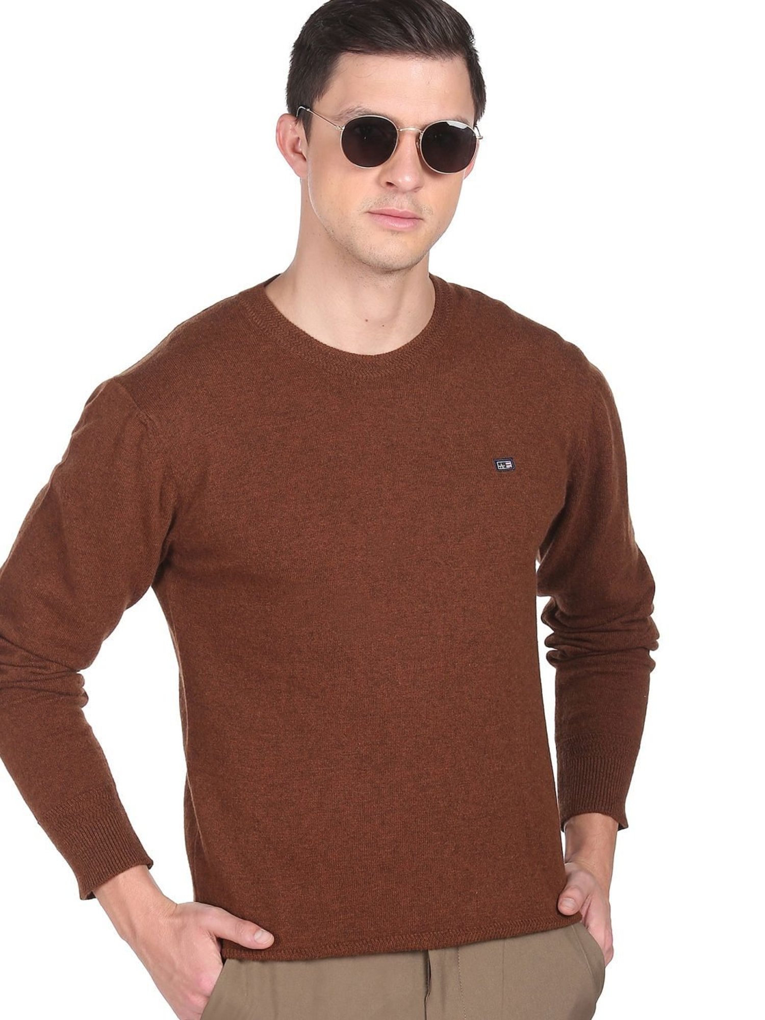 Arrow Sports Orange Regular Fit Sweater