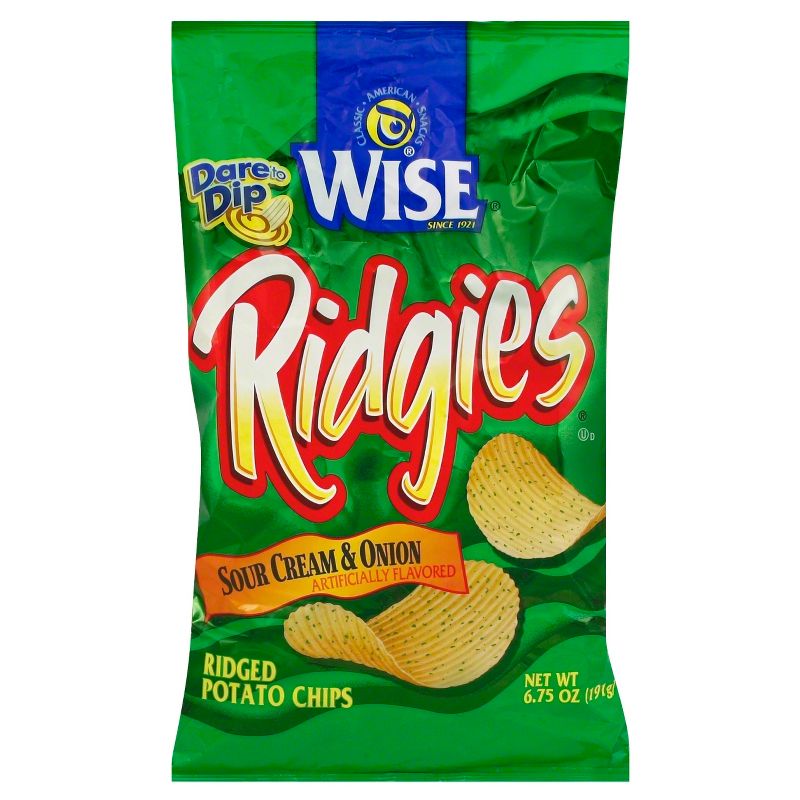 Wise Ridgies Sour Cream & Onion Ridged Potato Chips - 6.75oz