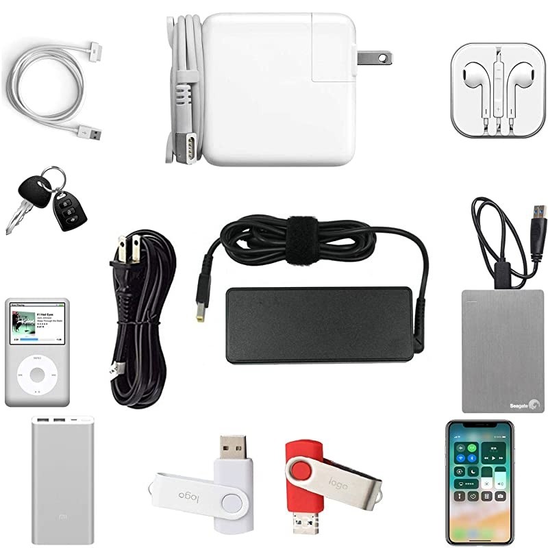 Accessories Storage Bag Premium PU Leather Multifunctional Travel Digital Accessories Storage Bag Cable Organizer Bag Grey