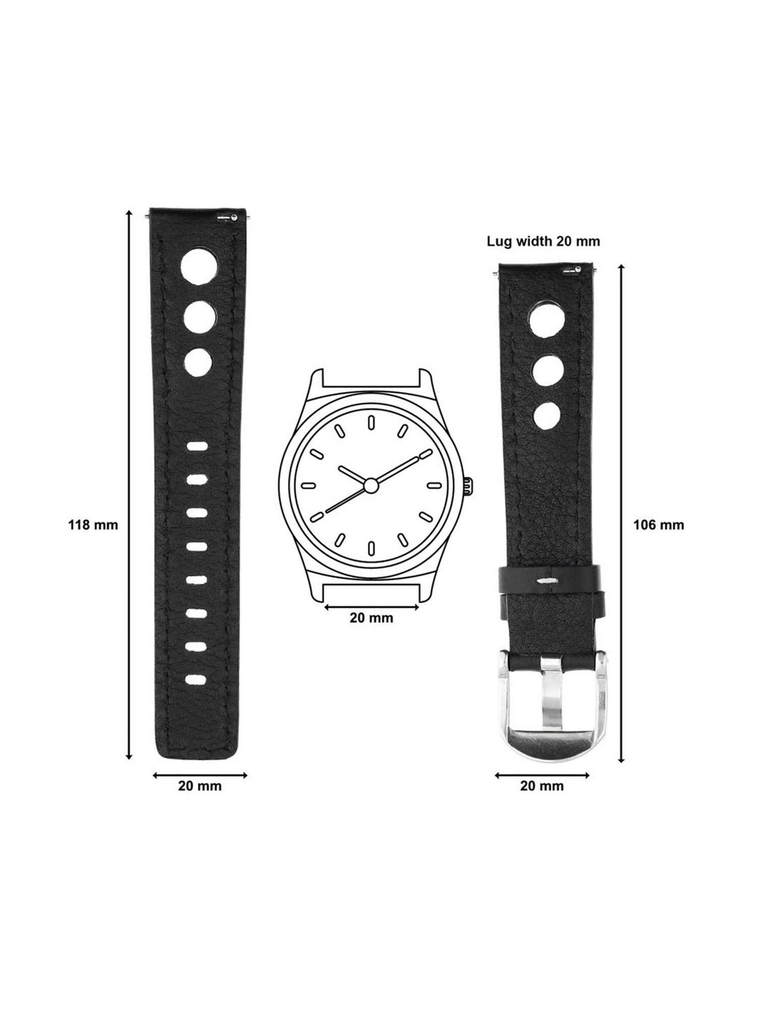 20MM BLACK Titan Genuine Leather Strap for MEN