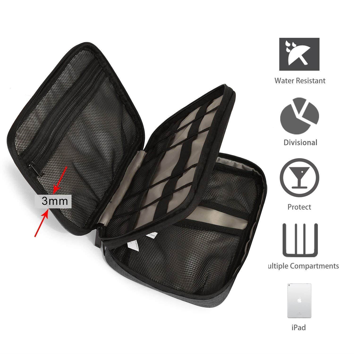 BAGSMART Double-Layer Travel Cable Organizer Electronics Accessories Cases for Cables, iPhone, Kindle Charge, Camera Charger, MacBook Charger, Black