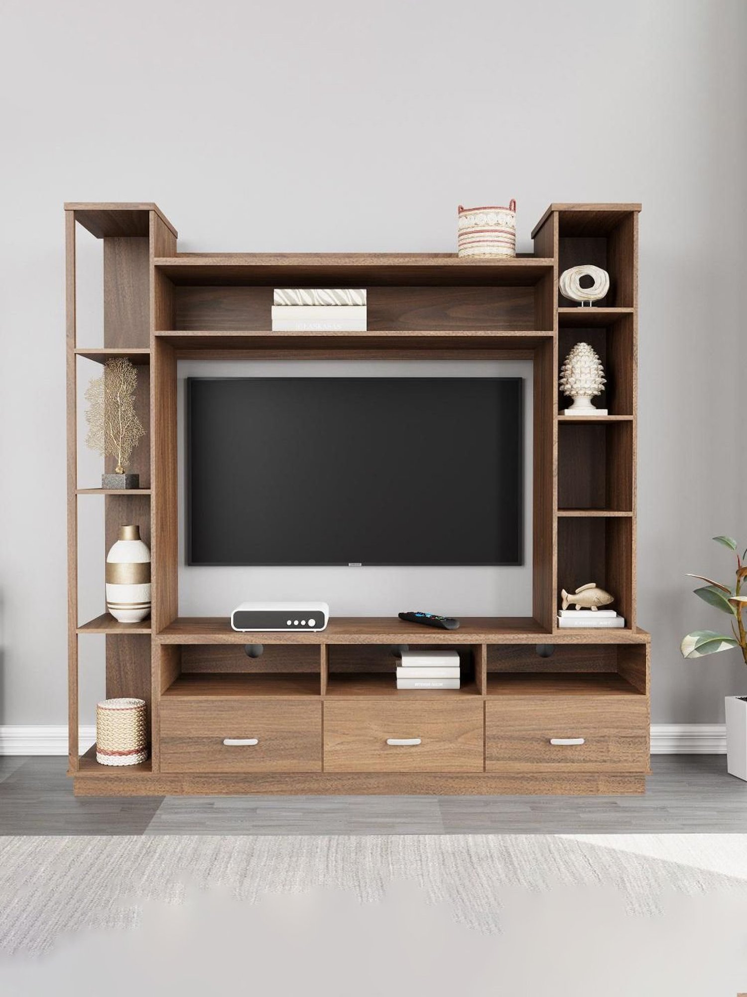 Nilkamal Cora White Engineered Wood TV Entertainment Unit with 2 Shelves