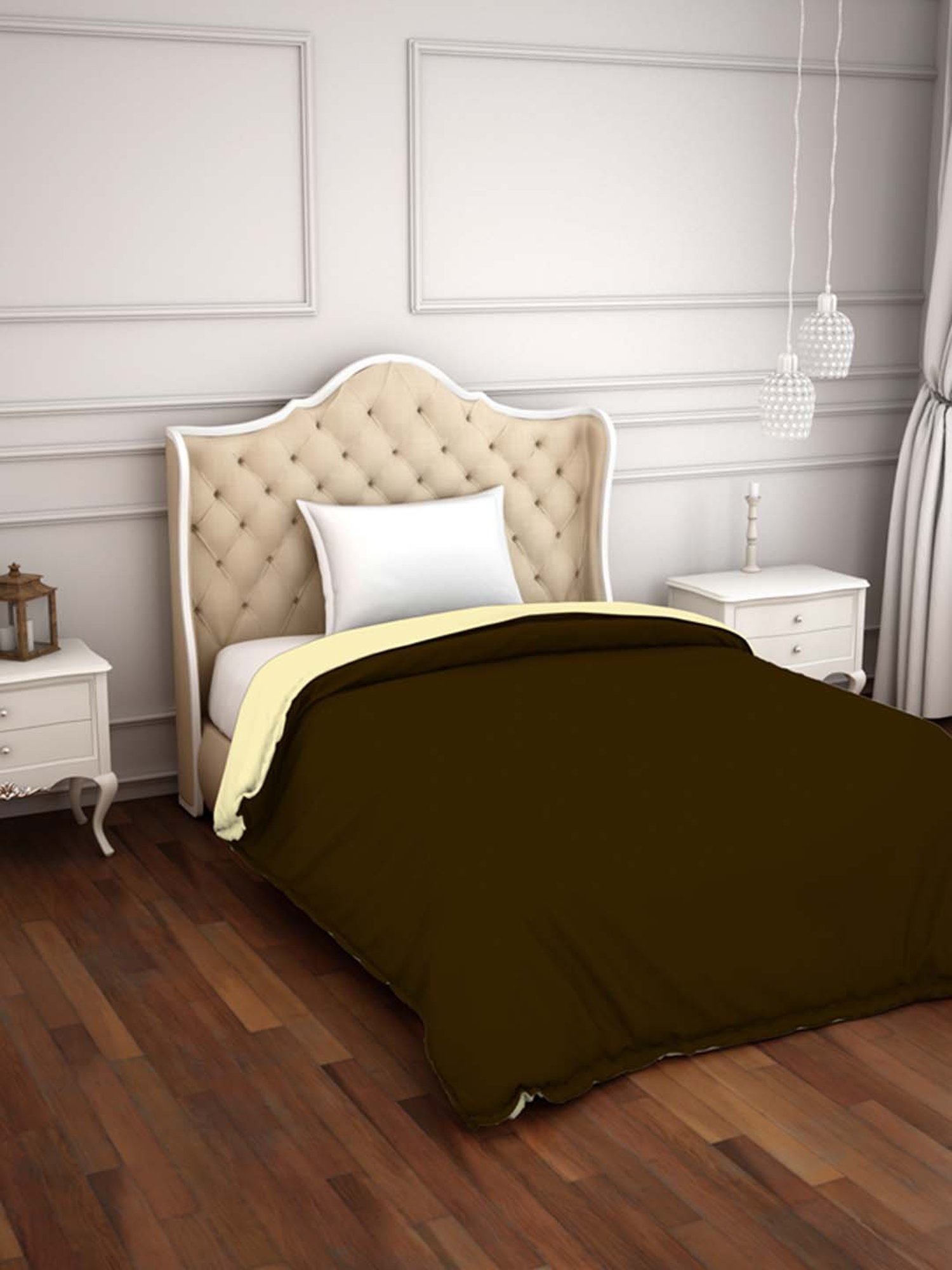 Spaces Hygro Brown Cotton 300 TC Duvet Cover - Set of 1