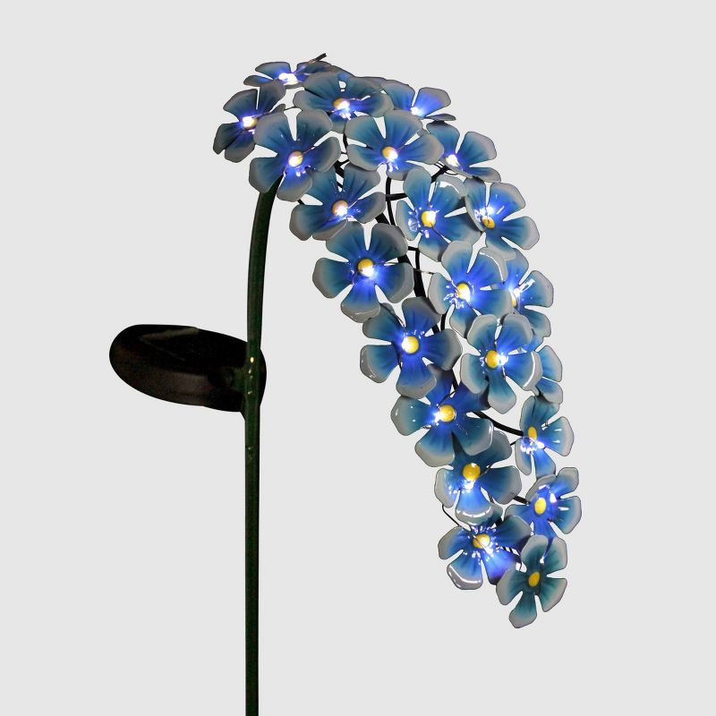 28" Solar Metal Hanging Flower Garden Stake Turquoise - Exhart