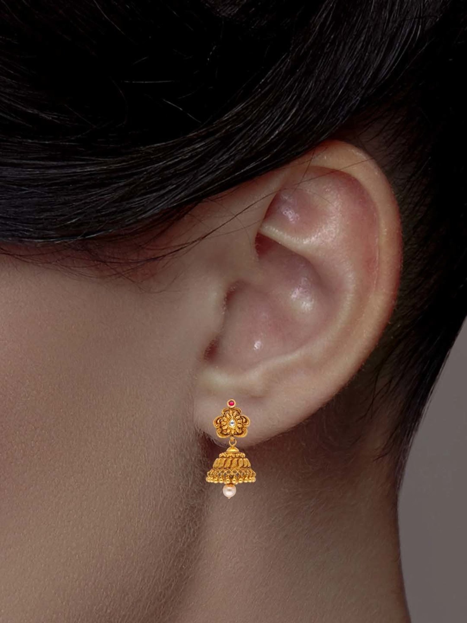 CKC Exquisite Gemset Kundan Gold Eardrops