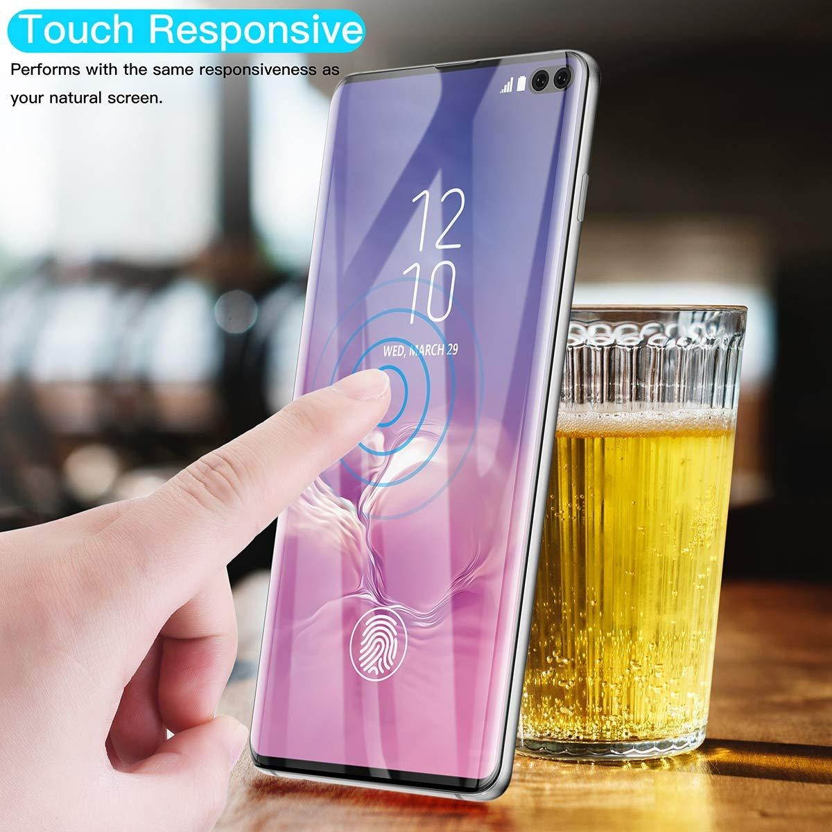 AICase Screen Protector for Galaxy S10 Plus,0.125mm [Soft Curved Film ][HD Clear] [Case Friendly][FullCoverage] [Bubble-Free][Anti Fingerprint] Screen Cover for Samsung Galaxy S10+