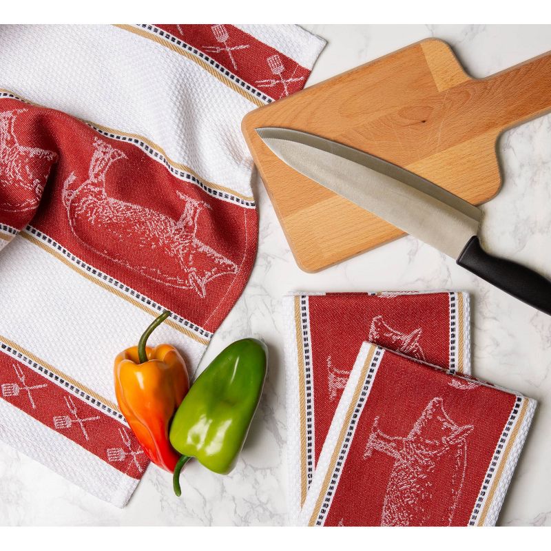 3pk Cotton Pig Jacquard Dishtowel Set - Design Imports