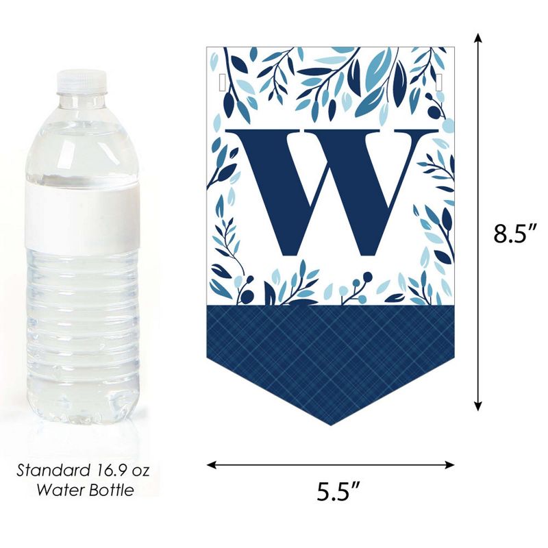 Big Dot of Happiness Blue Elegant Cross - Religious Boy Baby Shower Bunting Banner - Party Decorations - Welcome Baby