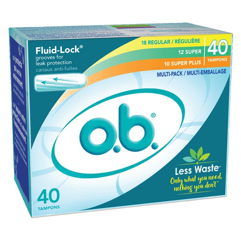 o.b. Original Multipack Tampons - Applicator-Free - Unscented - Regular/Super/Super Plus - 40ct