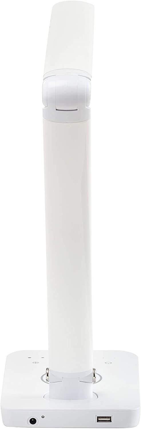 Safco Products Vamp LED Lamp with Pivoting Neck, Built-in Wireless Charging Pad, USB Port, White