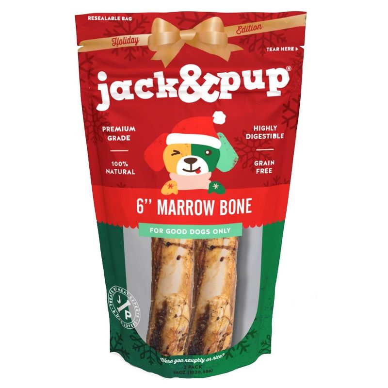 Jack&Pup Marrow Bone Holiday Holiday Beef Dog Treats - 2.36oz