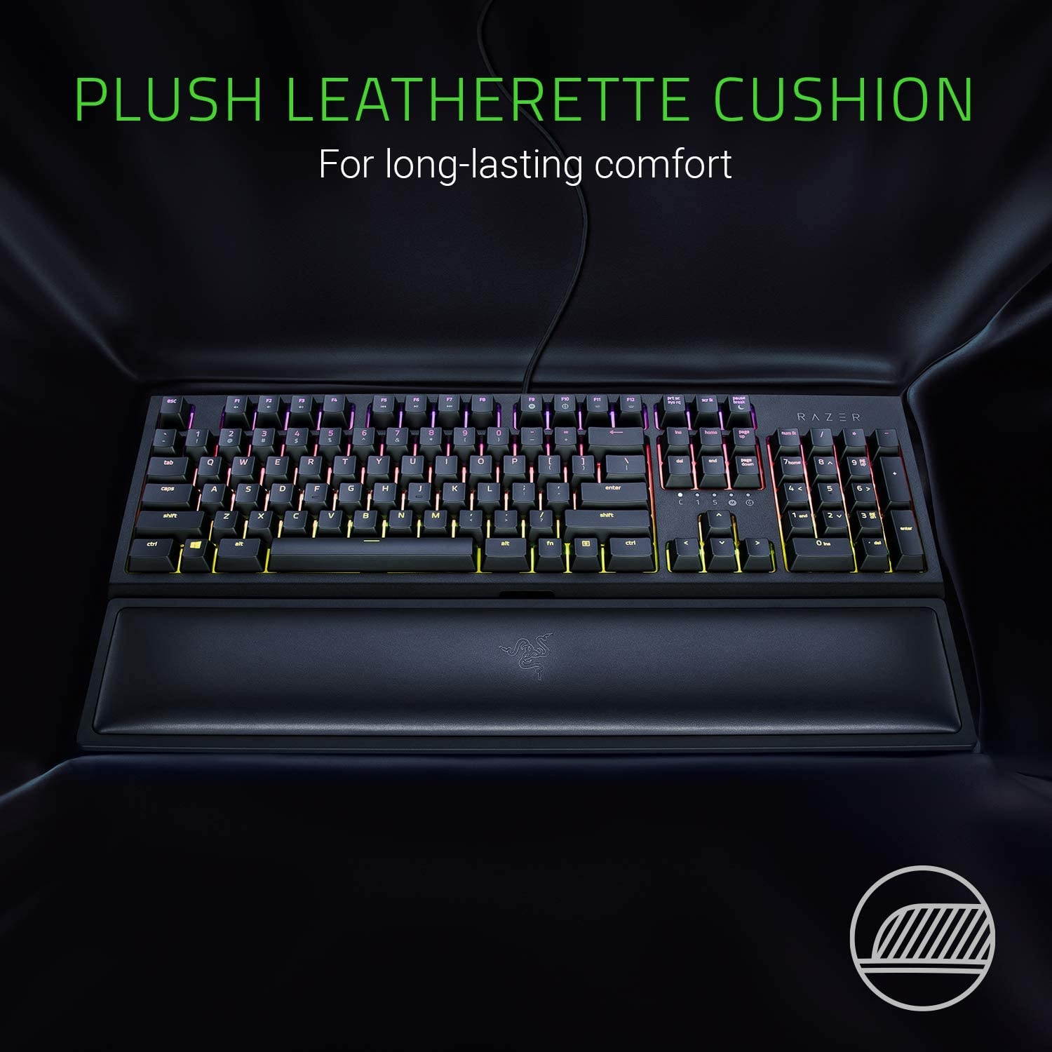 Razer Ergonomic Wrist Rest for Full-Sized Keyboards: Anti-Slip Rubber Base - Angled Incline - Classic Black
