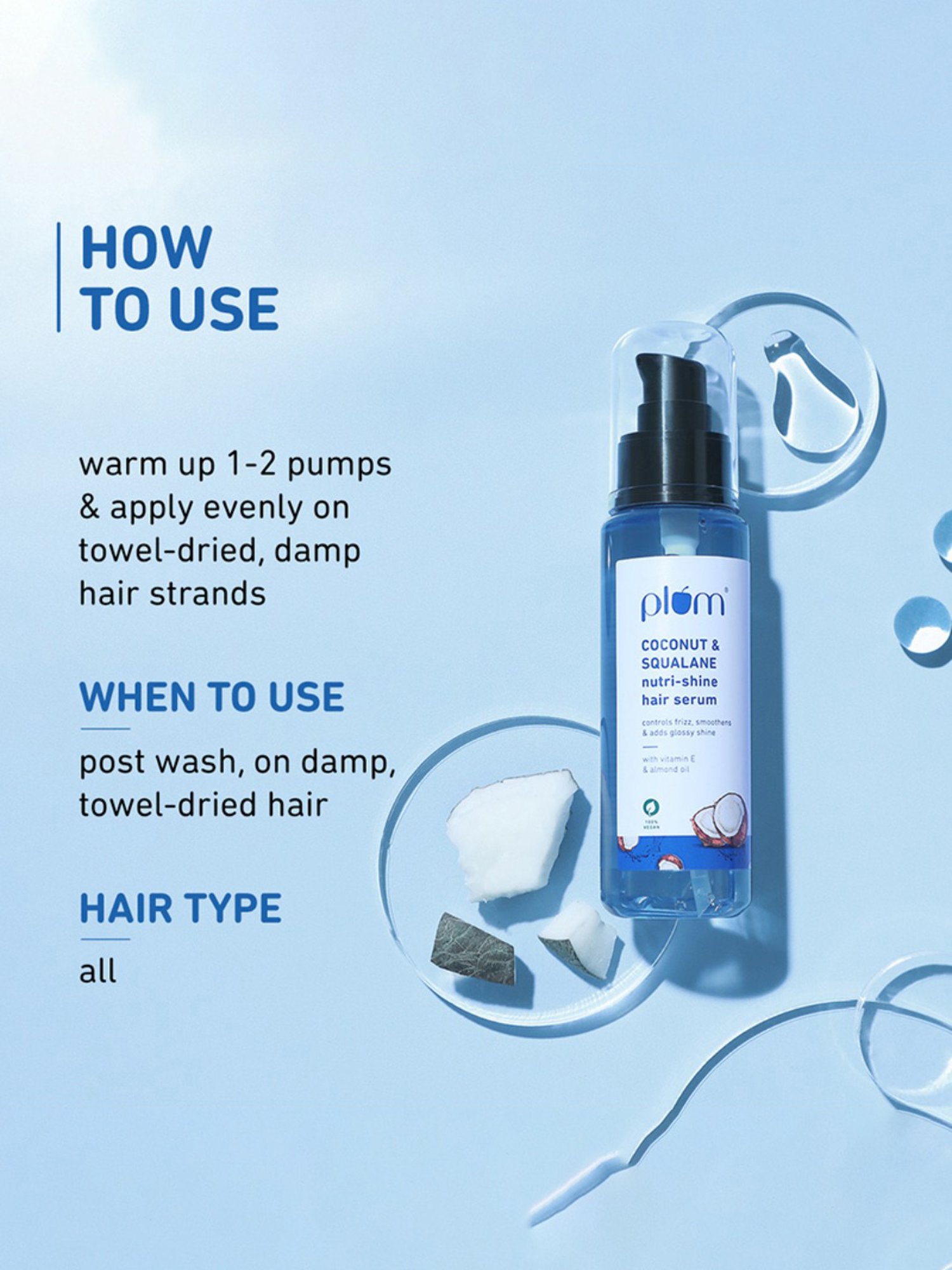 Plum Coconut & Squalane Nutri-Shine Hair Serum - 75 ml