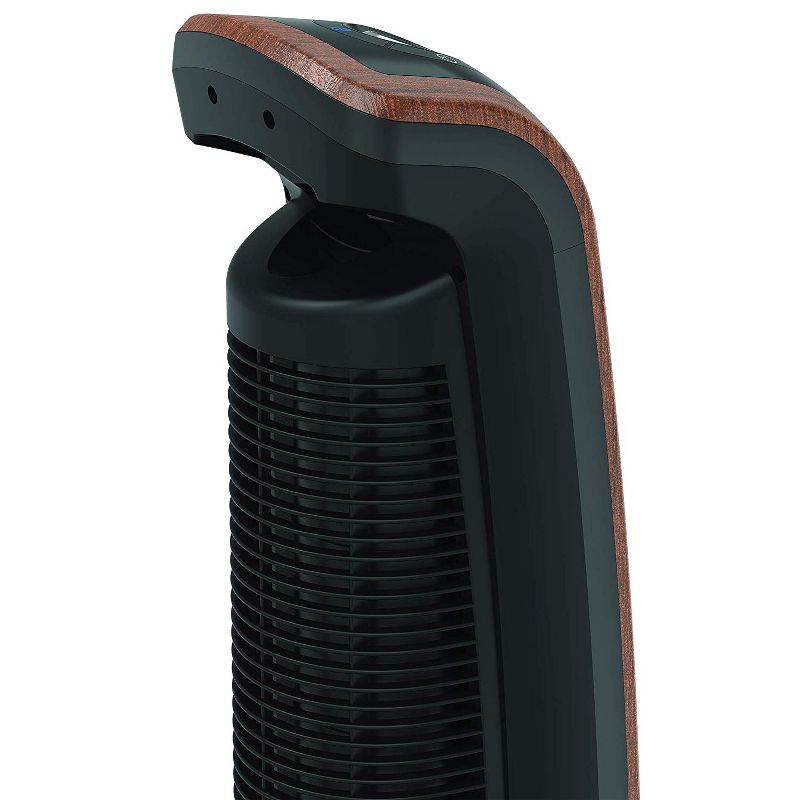 Lasko T42905 42 Inch 3-Speed Wind Curve Woodgrain Electric Slim Tall Standing Oscillating Tower Fan with Bluetooth Control and 7-Hour Timer