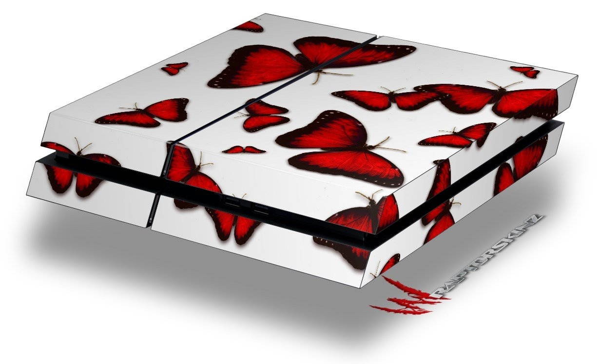 Butterflies Red - Decal Style Skin fits original PS4 Gaming Console