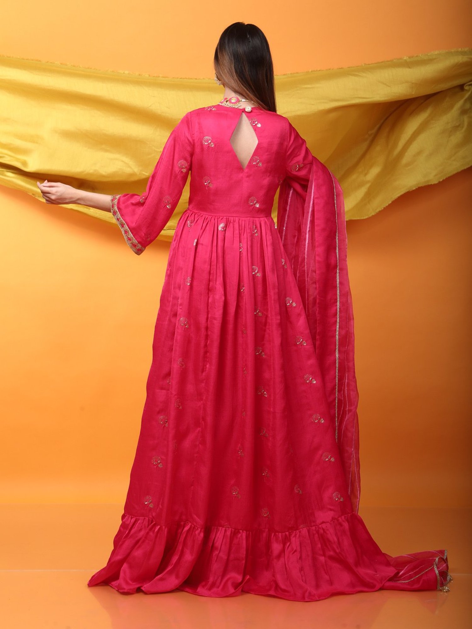 Monk & Mei Zunera Kurta-Fuchsia Pink