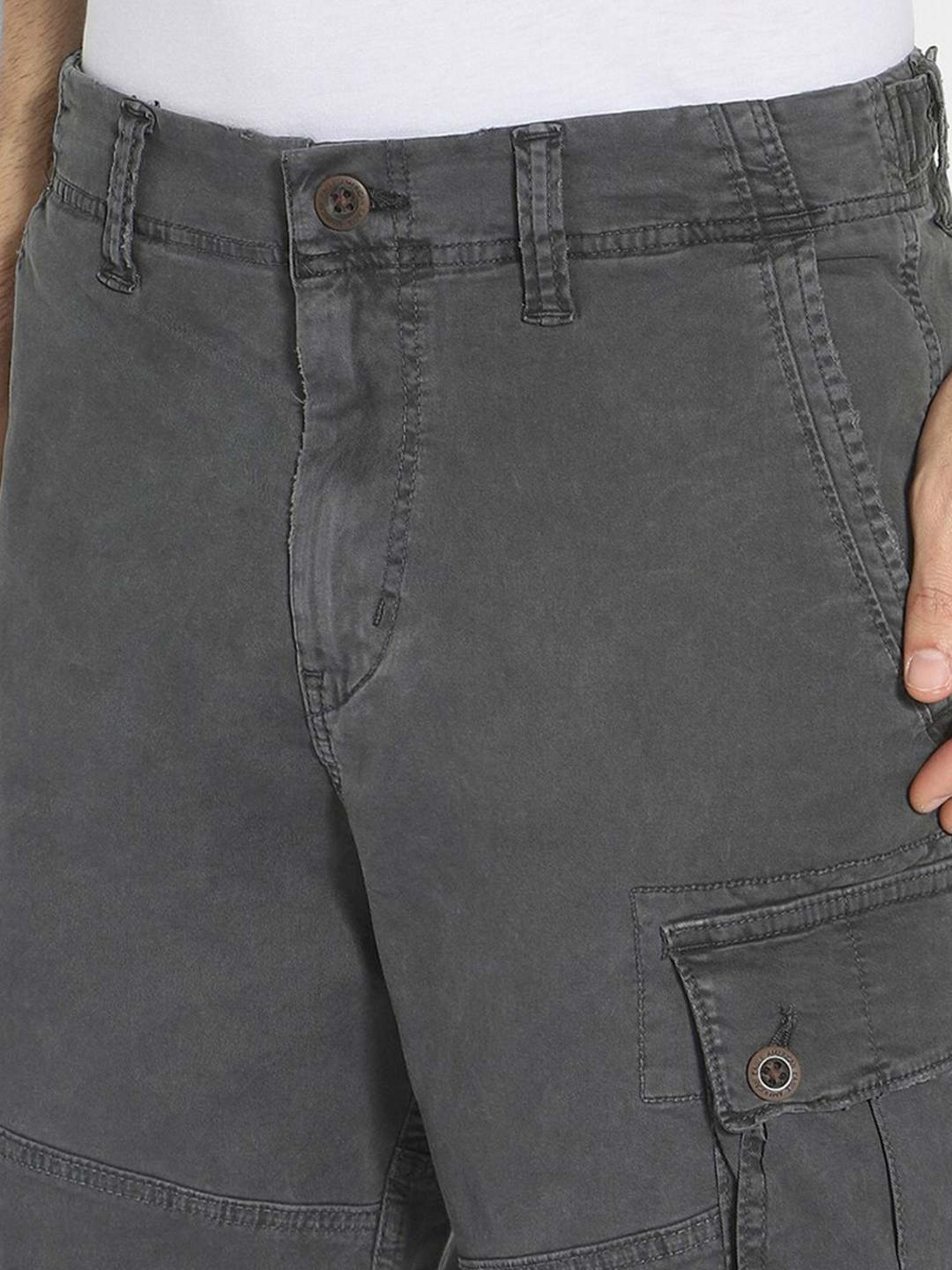 American Eagle Grey Regular Fit Cargo Shorts