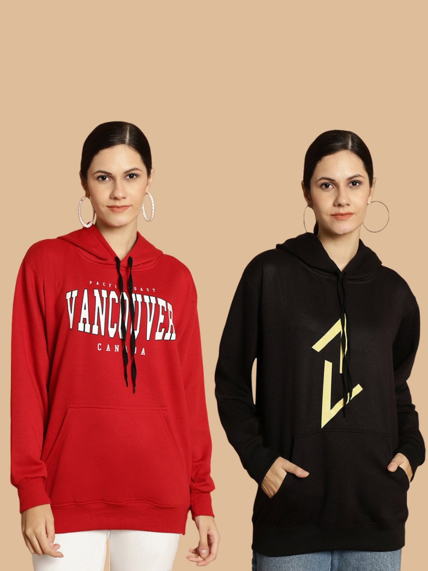 Vimal Jonney Maroon & Black Printed Sweatshirt - Pack Of 2