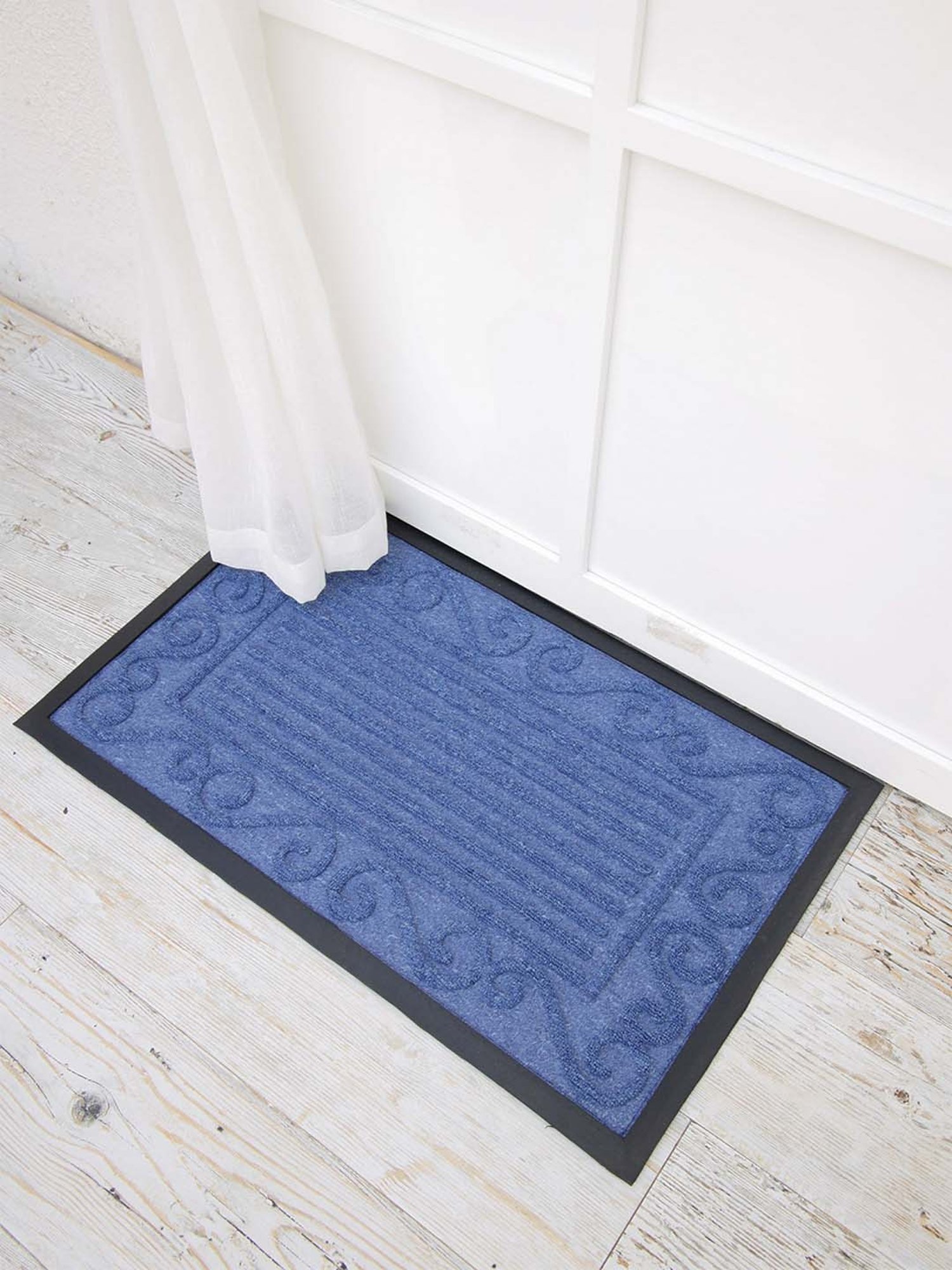 Ariana Blue Microfibre Single Happy Feet Outdoor Door Mat - Set of 1