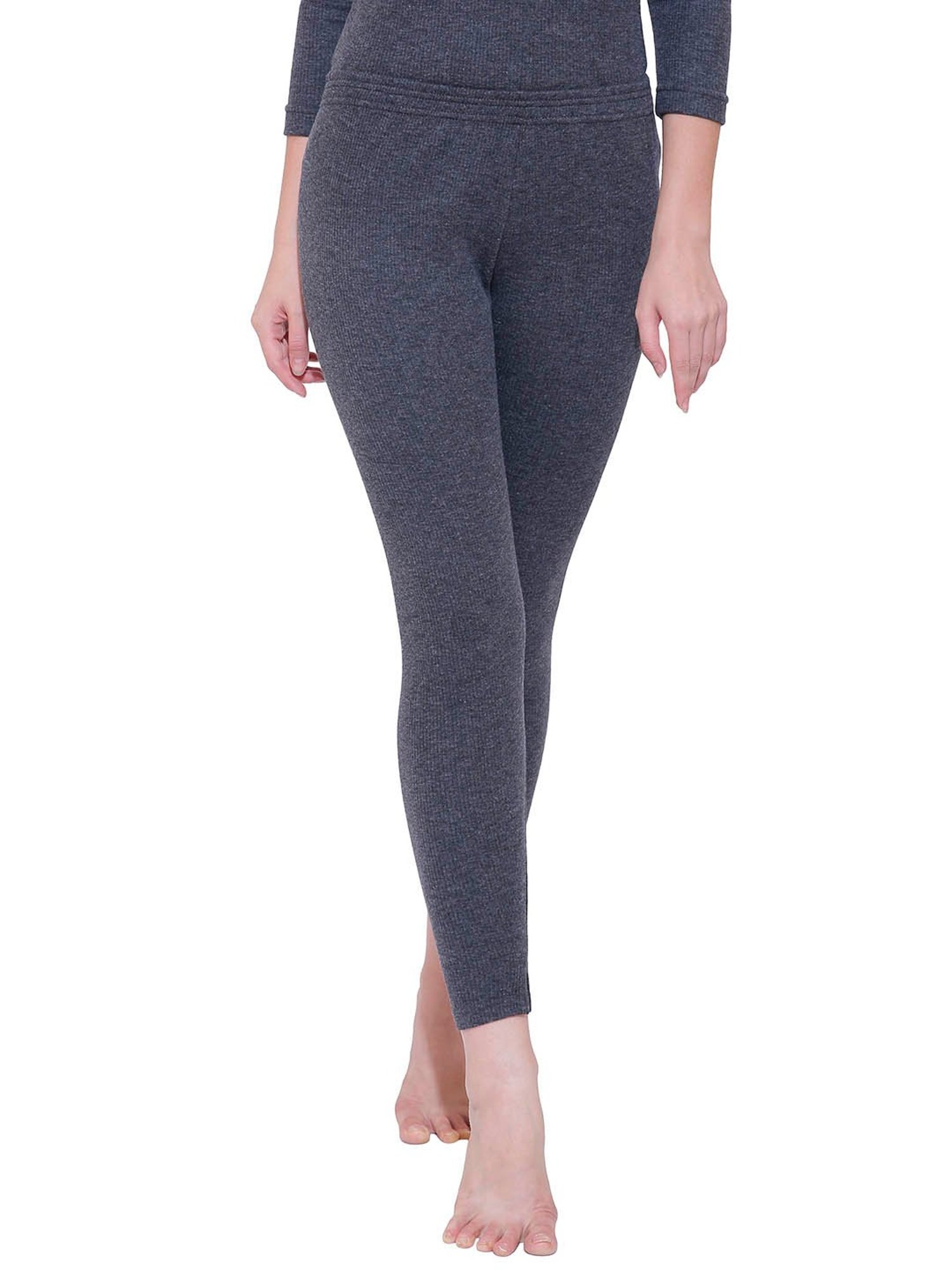 Bodycare Insider Grey Melange Textured Thermal Capris