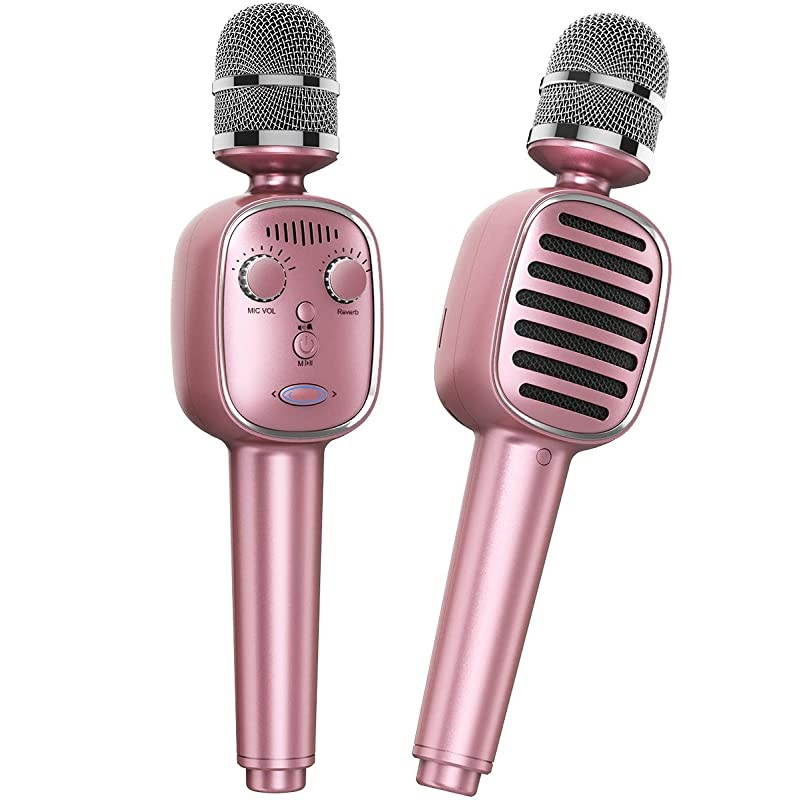 Bluetooth Karaoke Microphone Protable Handheld Karaoke Mic Speaker Singing Machine with Voice Changer Record Playback amp Reverb for Kids and Adults