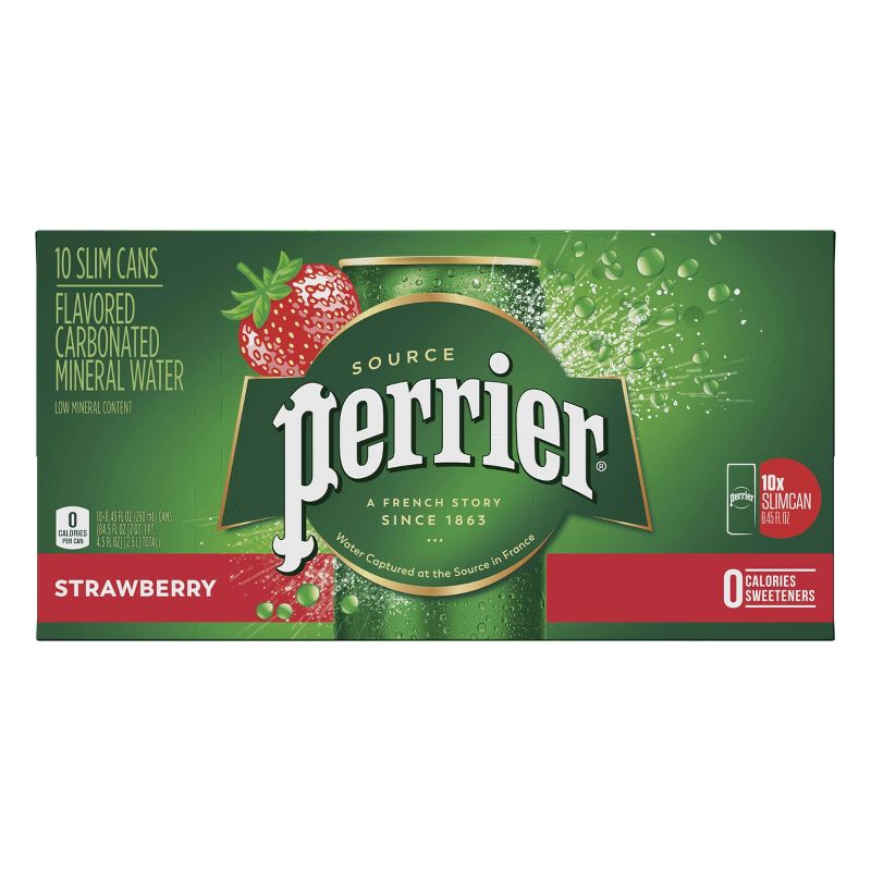 Perrier Strawberry Flavored Carbonated Mineral Water - 10pk/8.45 fl oz Cans