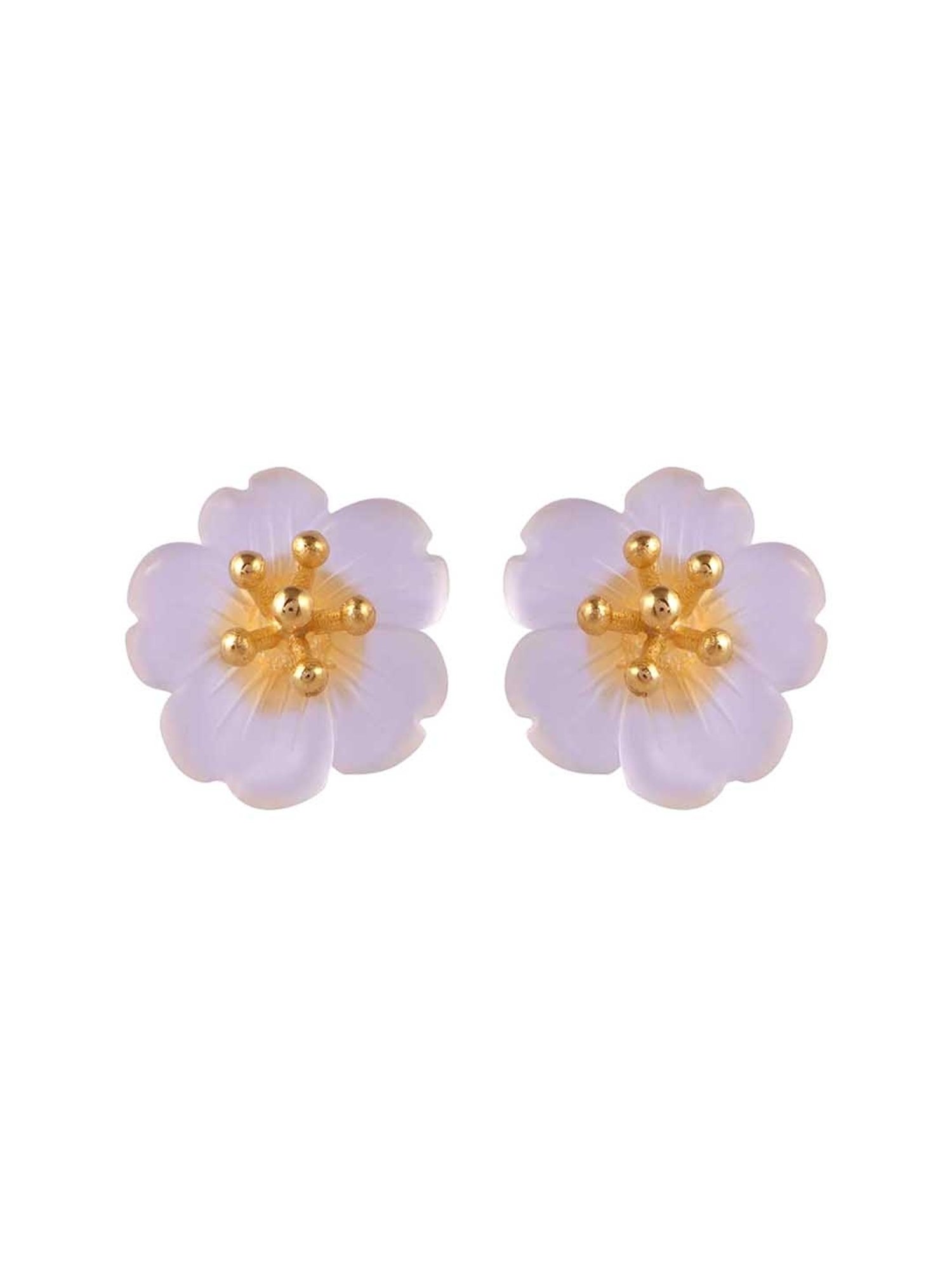 Rihi by P.C. Chandra Jewellers 92.5 Sterling Silver Flower Stud Earrings for Women & Girls