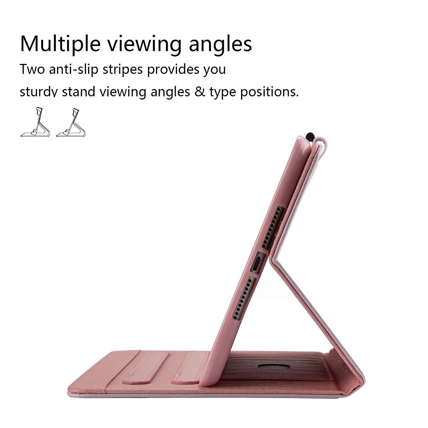 iPad Mini Case for iPad Mini 2/3/4 - Dteck Slim Fit Premium PU Leather Multiple Viewing Folio Stand Wallet Cover with Auto Wake/Sleep Smart for Apple iPad Mini 2/Mini 3/Mini 4, Pink Love