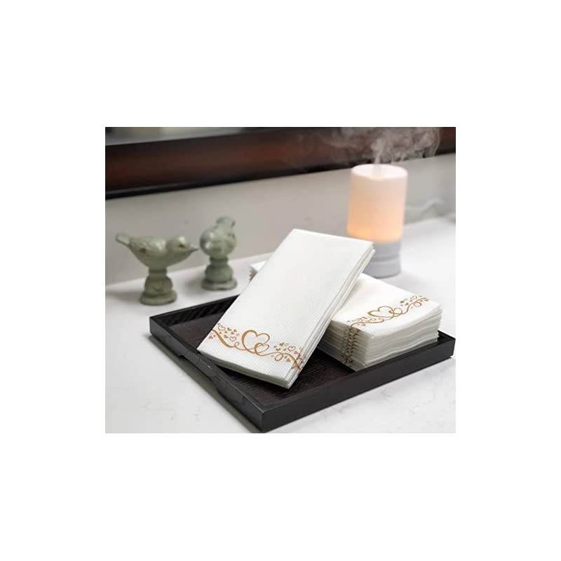 Gold Elegant Sturdy Guest Napkin Holder | Disposable Paper Hand Towel Storage Tray Caddy | Premium Quality | Bathroom Kitchen Dining Table Wedding Party Hotel Office decor | Indoor Outdoor