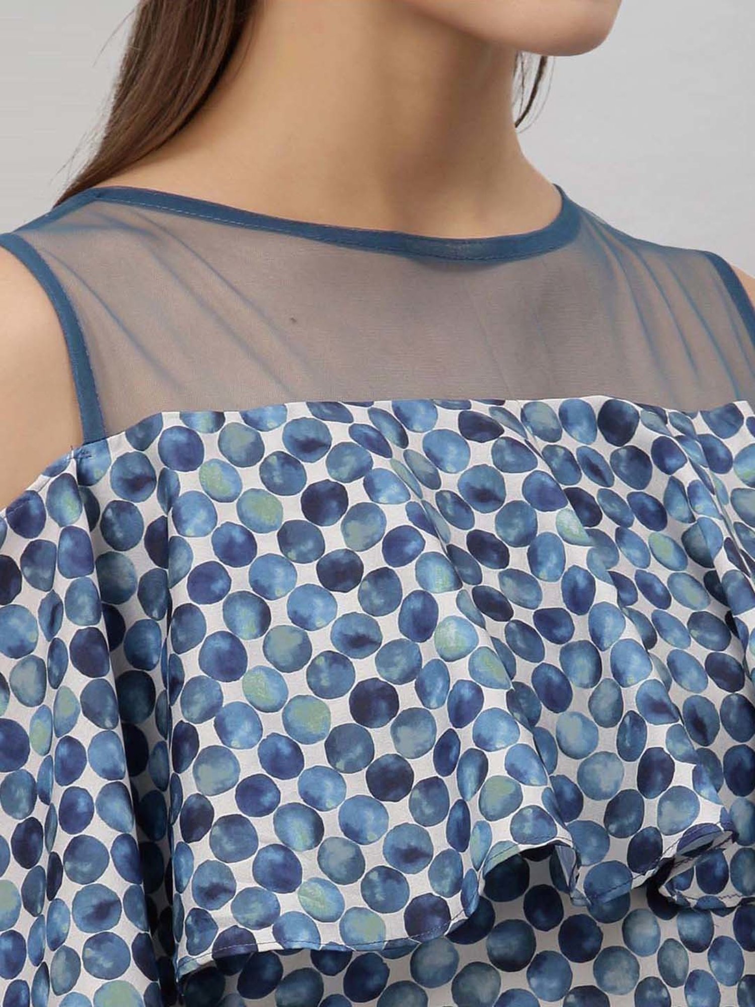 SELVIA Blue Printed Top