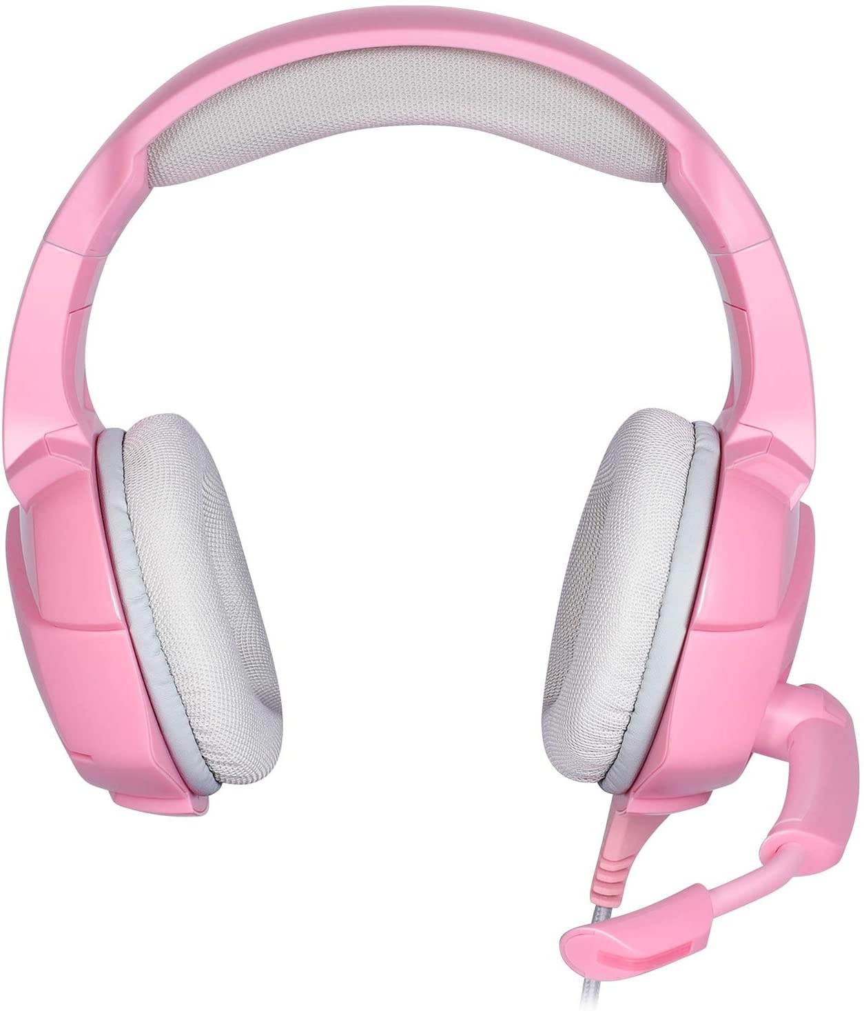 Gaming Headset, LED Lighting Headset Headband, 3.5mm Stereo Surround with Microphone Compatible with Smart Phones, PC, PS4 and Other Gaming Devices, can Control Volume and Noise Reduction&ndash; Pink