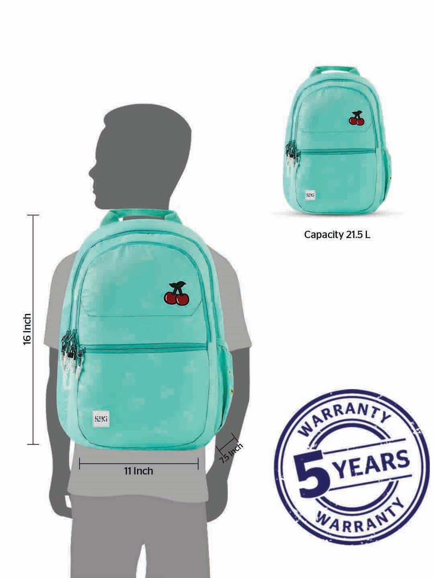 Wiki Back to School 1 Green Polyester Printed Backpack - 22 Ltrs