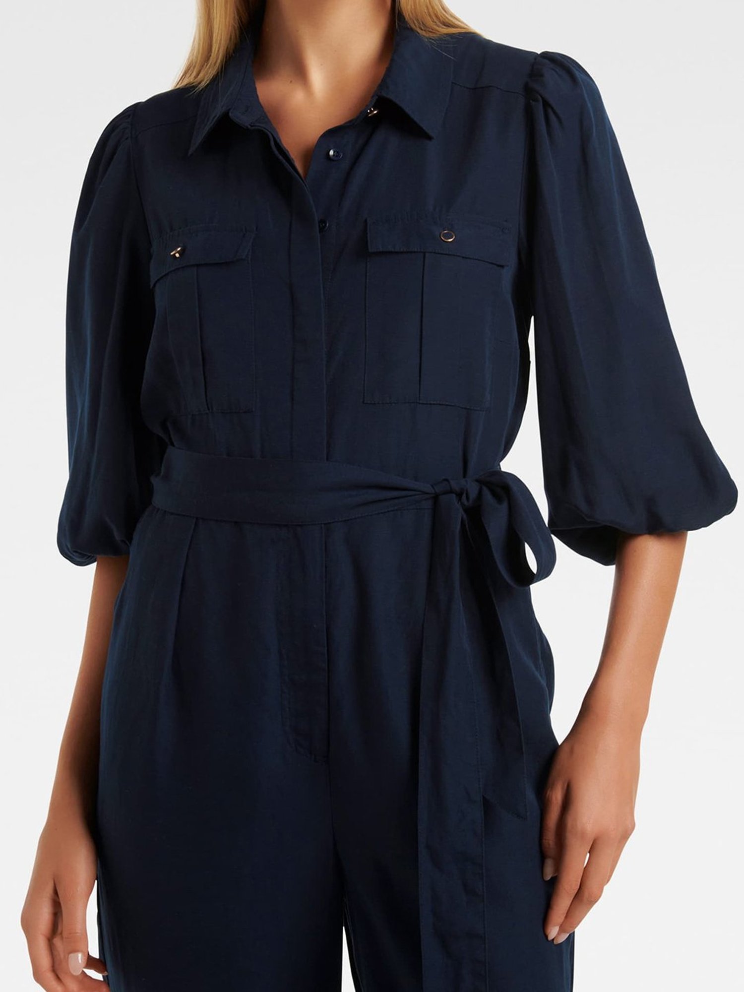 Forever New Navy Blended Jumpsuit