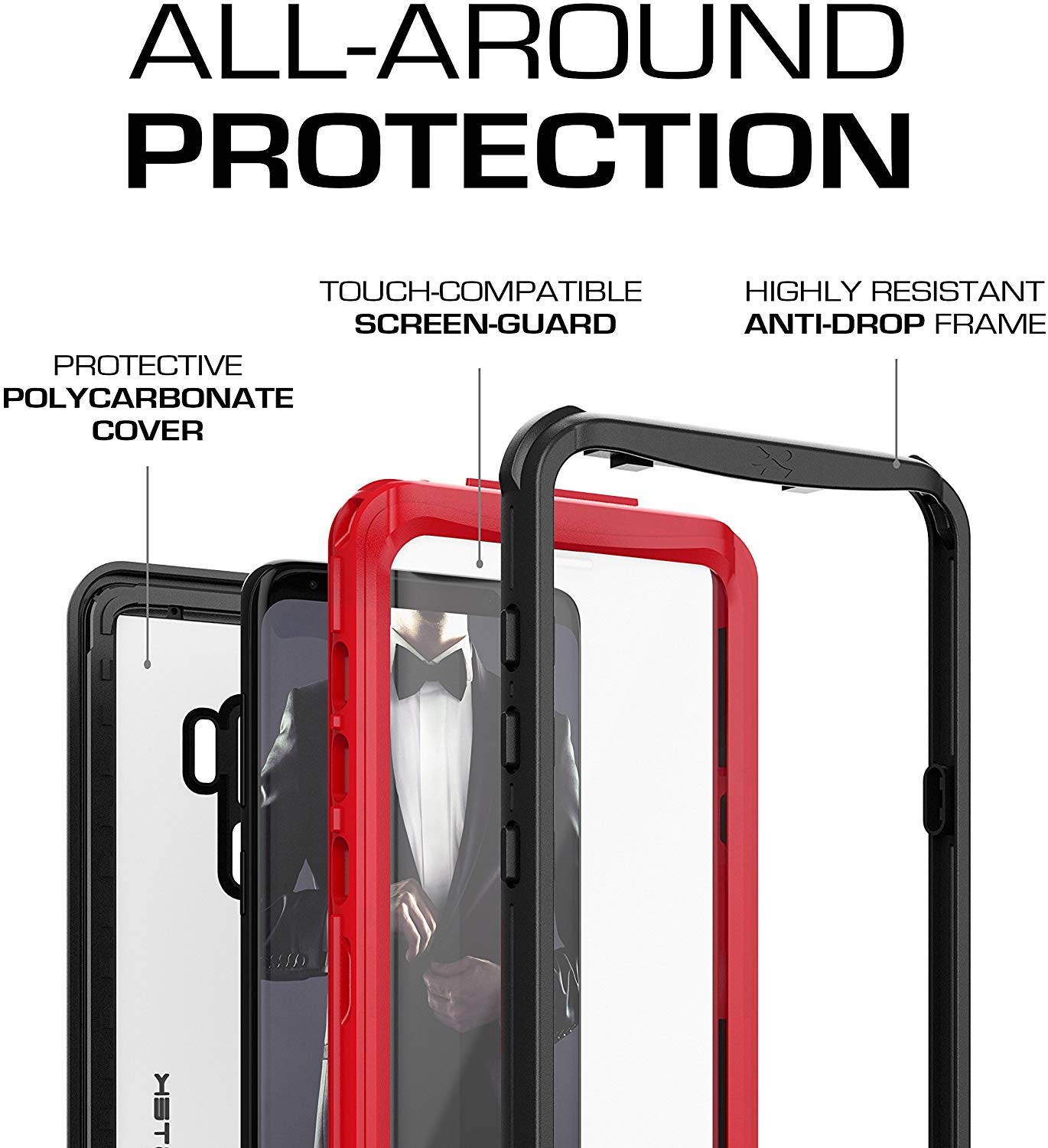 Ghostek Nautical Galaxy S9 Plus Waterproof Case with Screen Protector Slim Extreme Heavy Duty Protection Tough Shockproof Full Body Underwater Watertight Seal for 2018 Galaxy S9+ (6.2 Inch) - (Black)