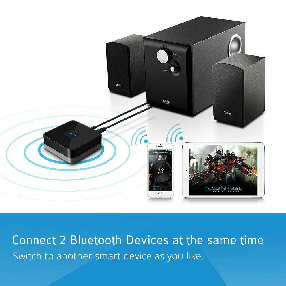 MPOW Bluetooth 5.0 Wireless Audio Receiver Adapter Built-in Battery 3.5mm to RCA