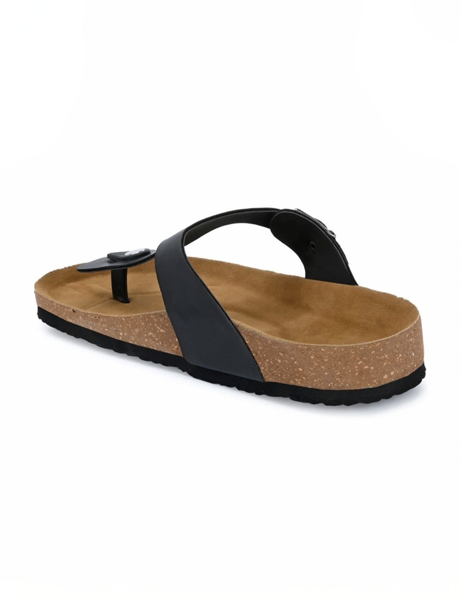 Hoversole Men's Black Cork T-Strap Sandals