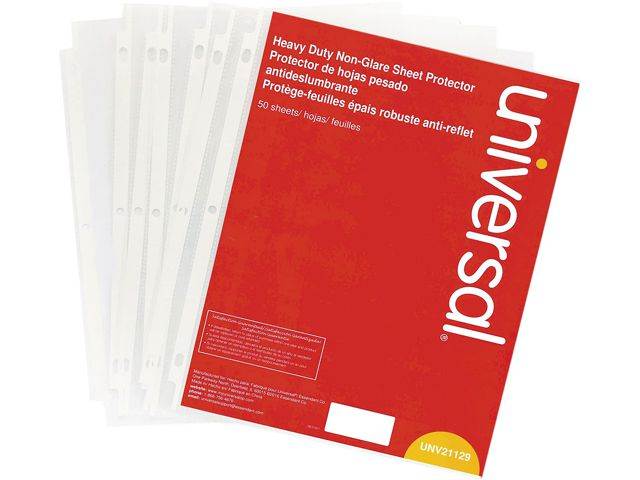 Universal UNV21129 Top-Load Poly Sheet Protectors, Heavy Gauge, Nonglare, Clear 50/Pack