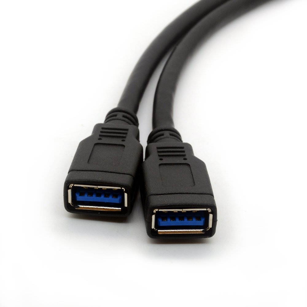 USB 3.0 Motherboard Adapter Cable 20 Pin Header Convert to Two Female A type Lead for DIY Gaming PC 25cm