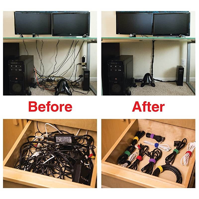 Cable Ties 12 x 8 for Cable Management and Organizing Cords 30 Pack Bundled with 2 Bonus Cinch Straps Purple