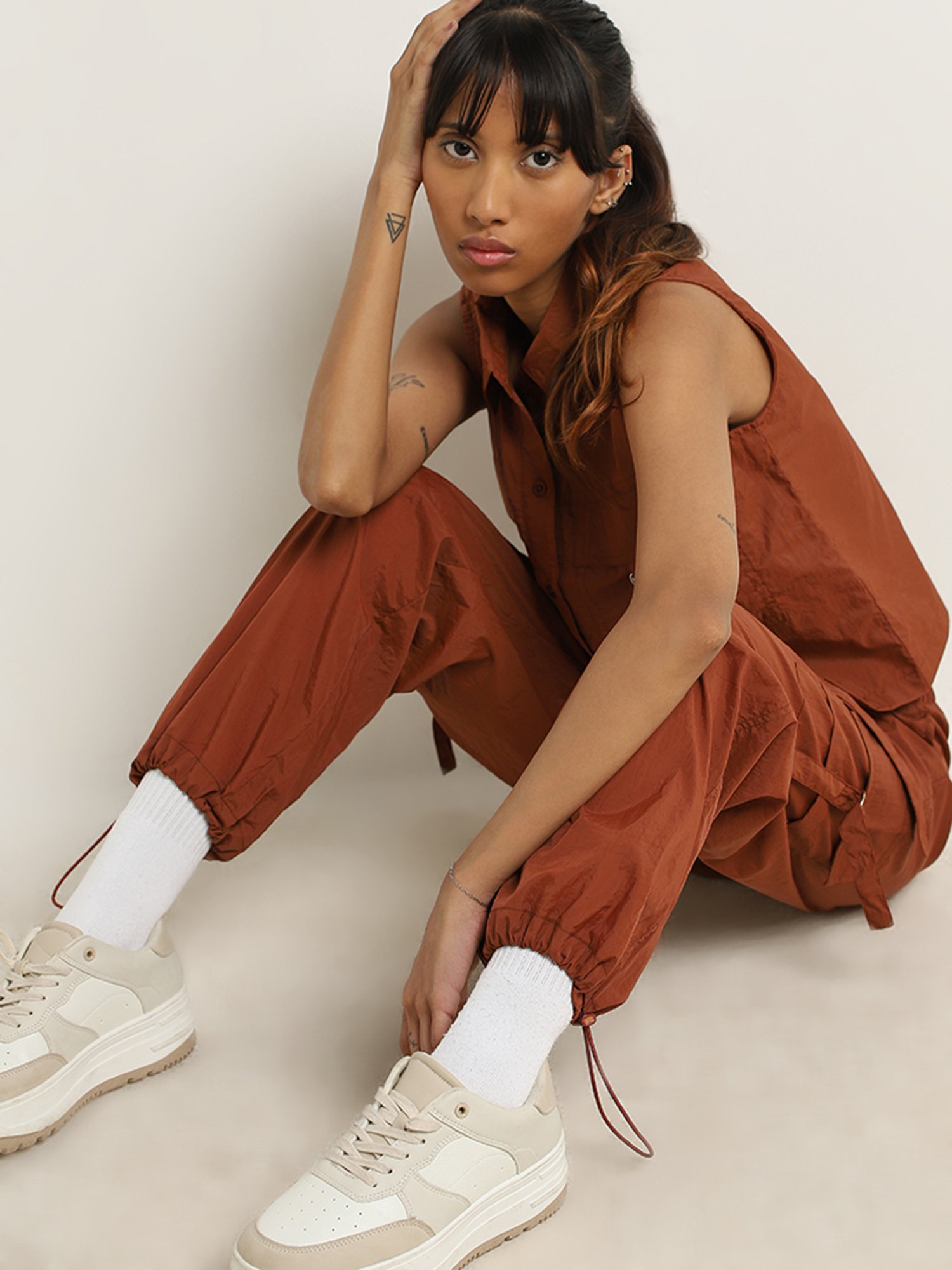 Studiofit by Westside Rust Sleeveless Utility Jacket