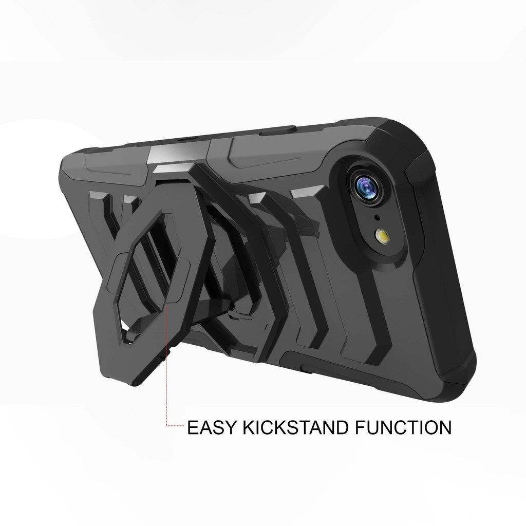 TurtleArmor | Compatible for Apple iPhone 7 Case | (4.7") [Octo Guard] Heavy Impact Proof Silicone Case Tough Hard Kickstand Belt Clip Holster Sports and Games Design - Baseball Dirt