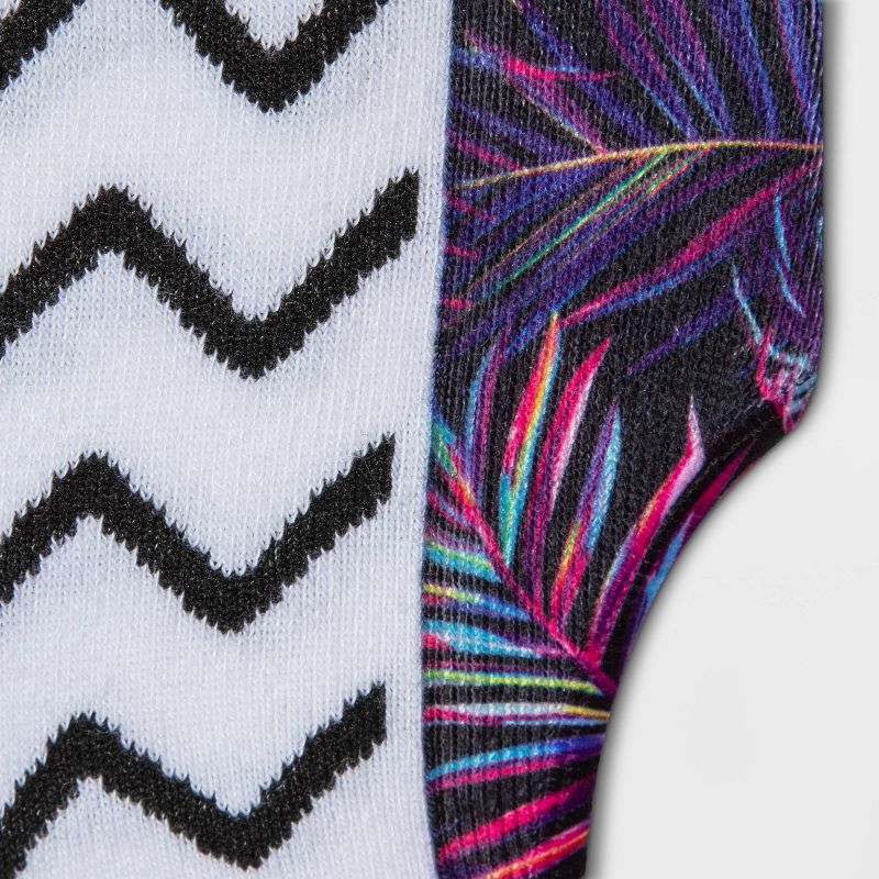 Women's Palm Print 3pk Liner Socks - Xhilaration™ Black/Gray 4-10