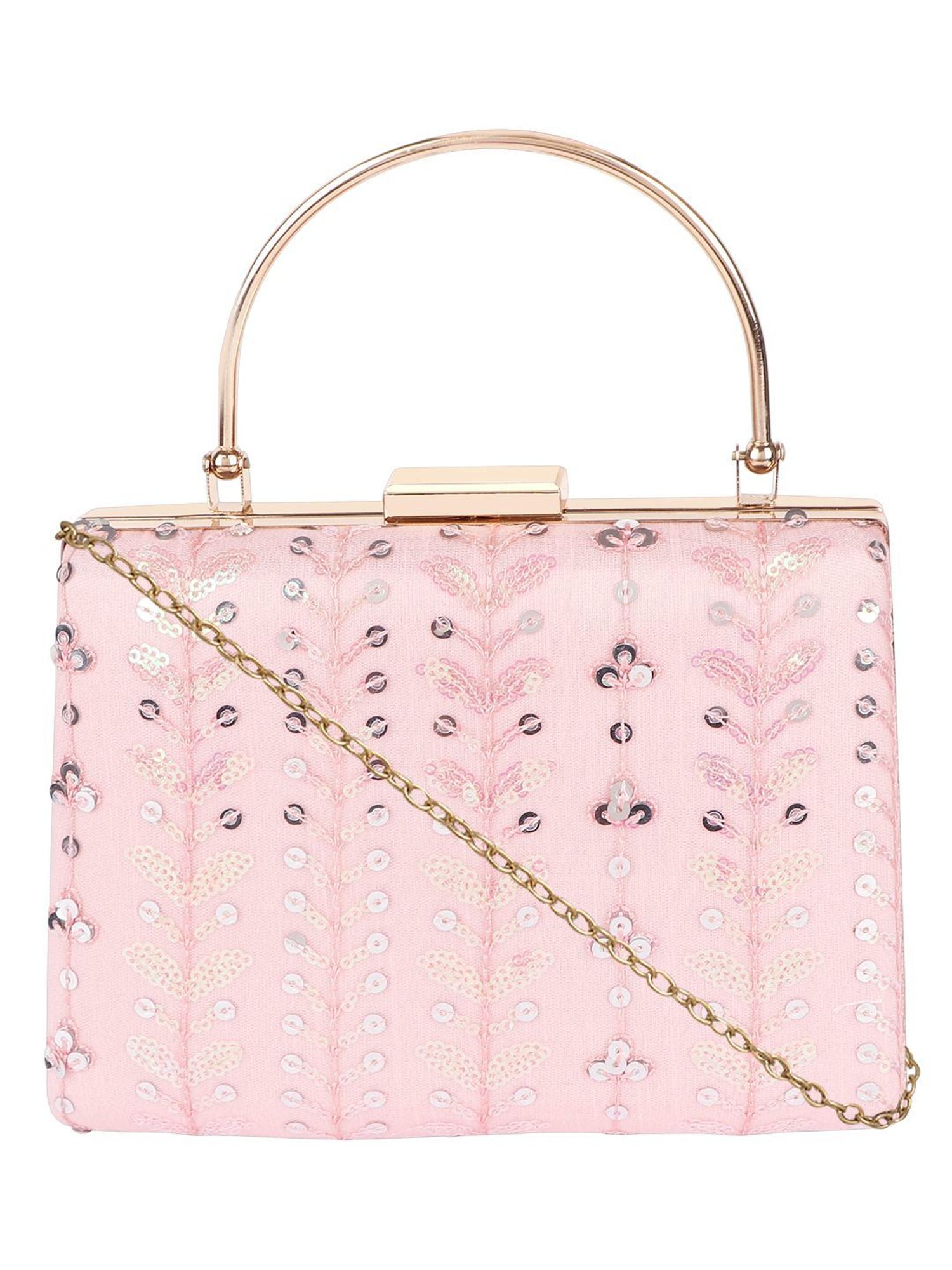 Horra Light Pink Embellished Clutch