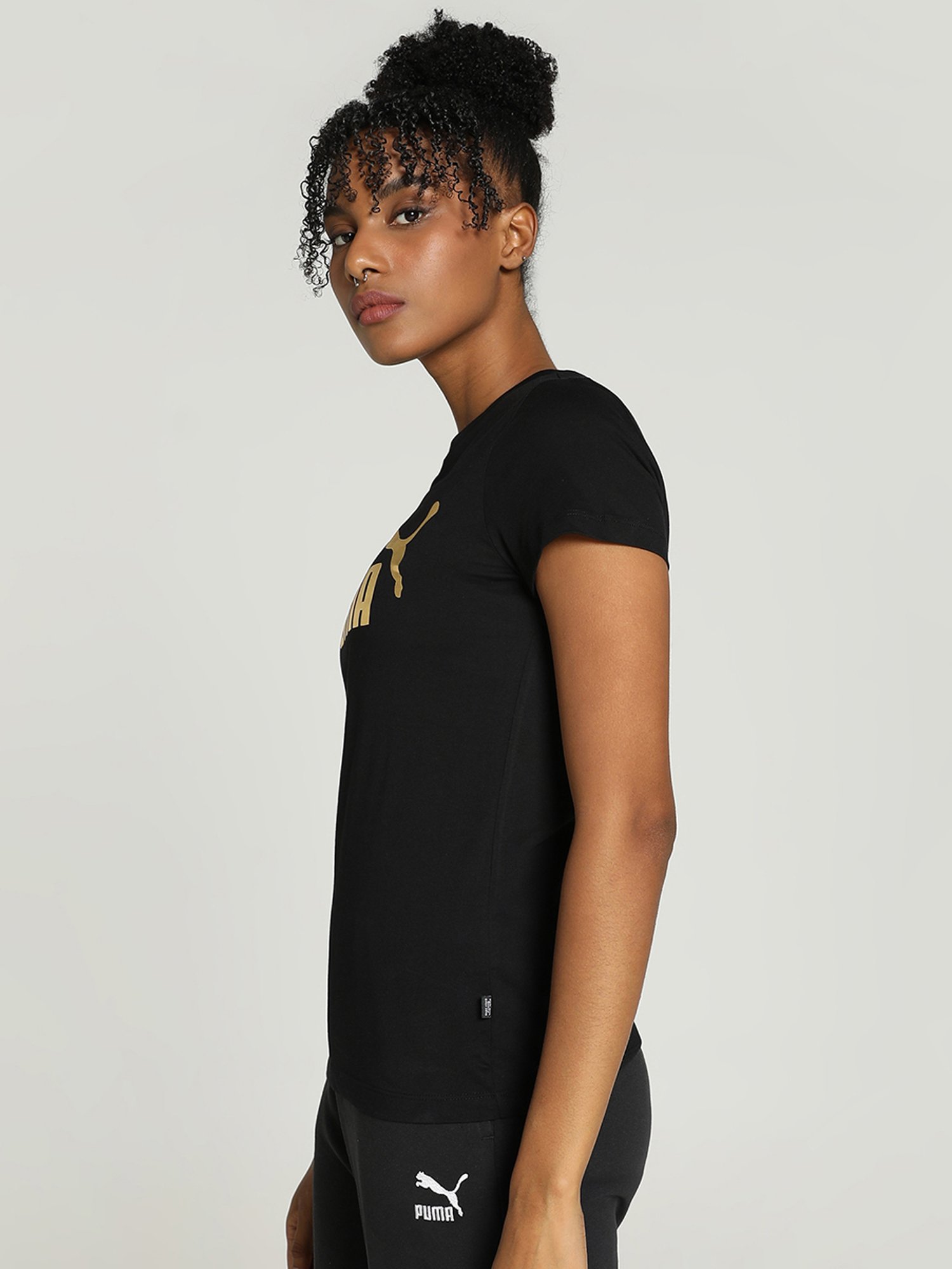 Puma Black Cotton Printed T-Shirt